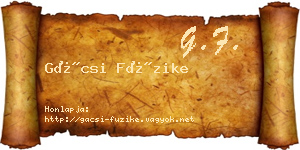 Gácsi Füzike névjegykártya